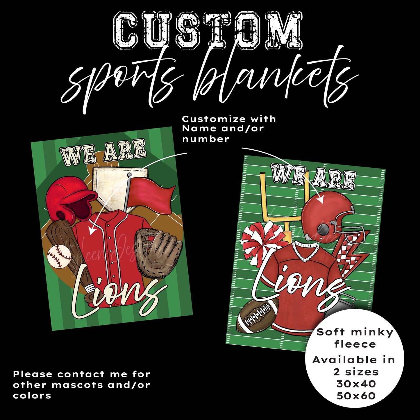 Personalized Minky Fleece Blanket- Football