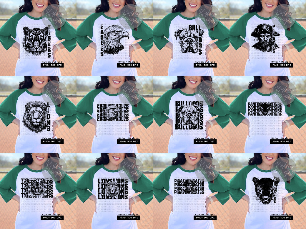 Grunge Mascot Bundle- 42 PNGS