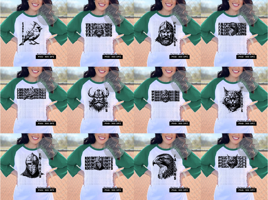 Grunge Mascot Bundle- 42 PNGS
