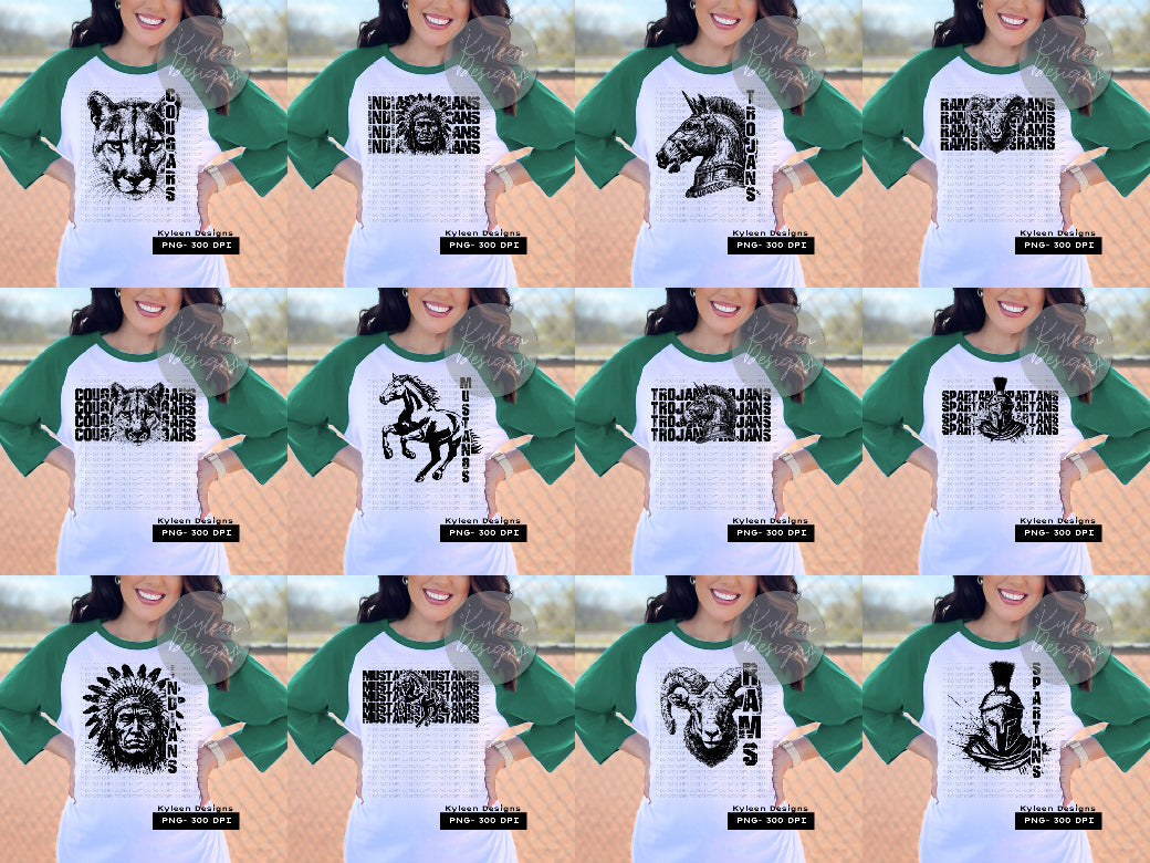 Grunge Mascot Bundle- 42 PNGS