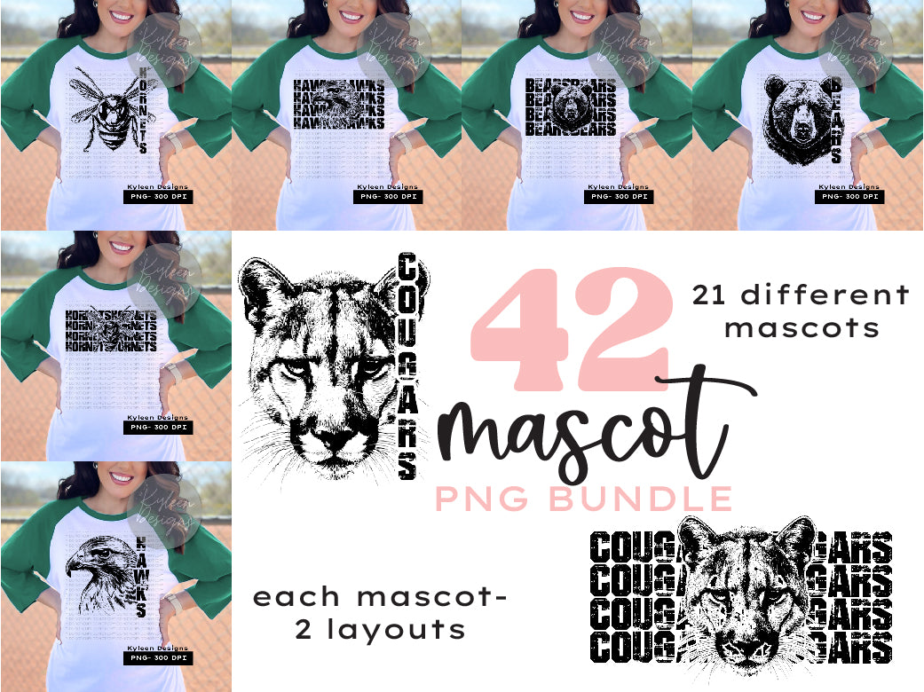 Grunge Mascot Bundle- 42 PNGS