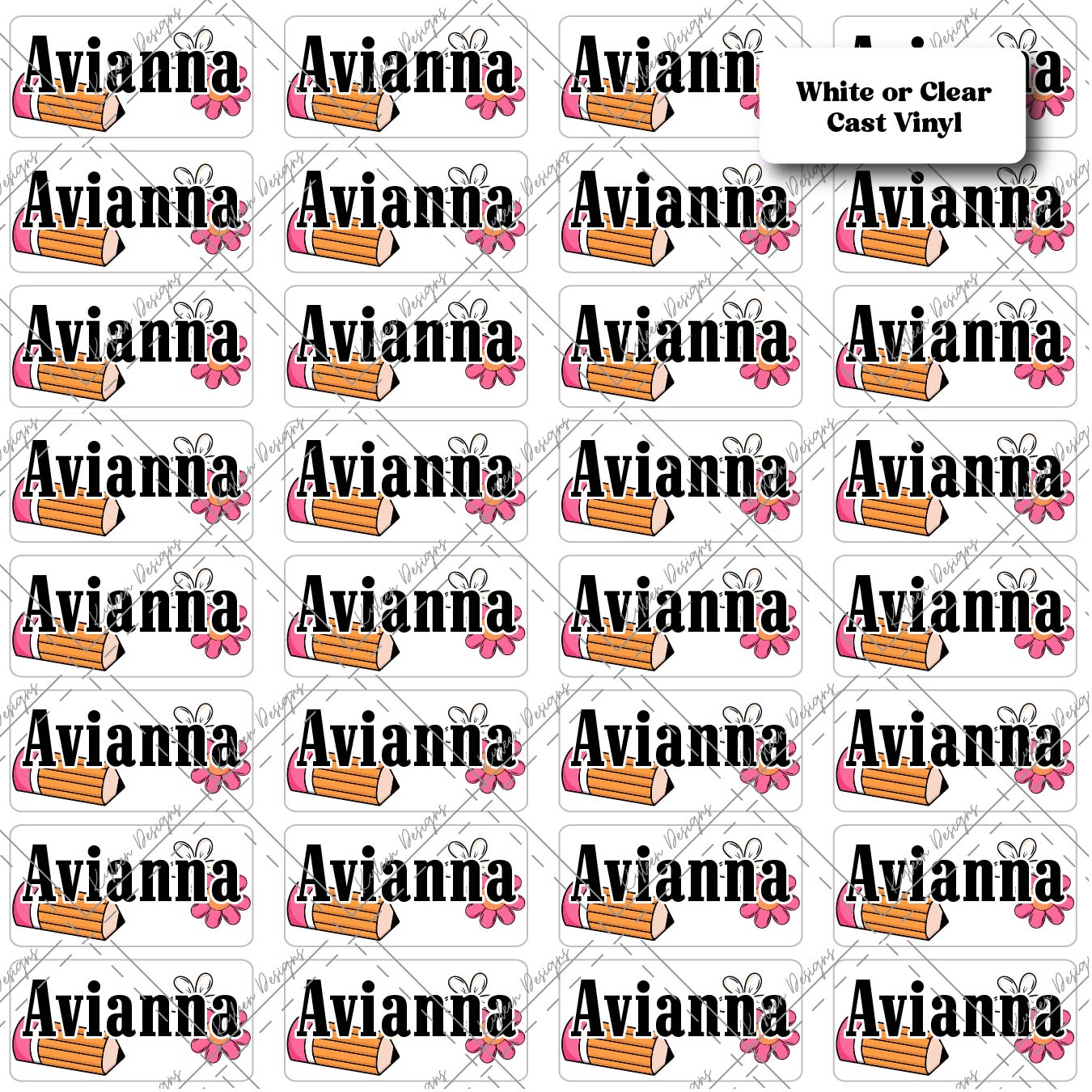 Name Stickers- 32 per sheet 2"x1"- Pink