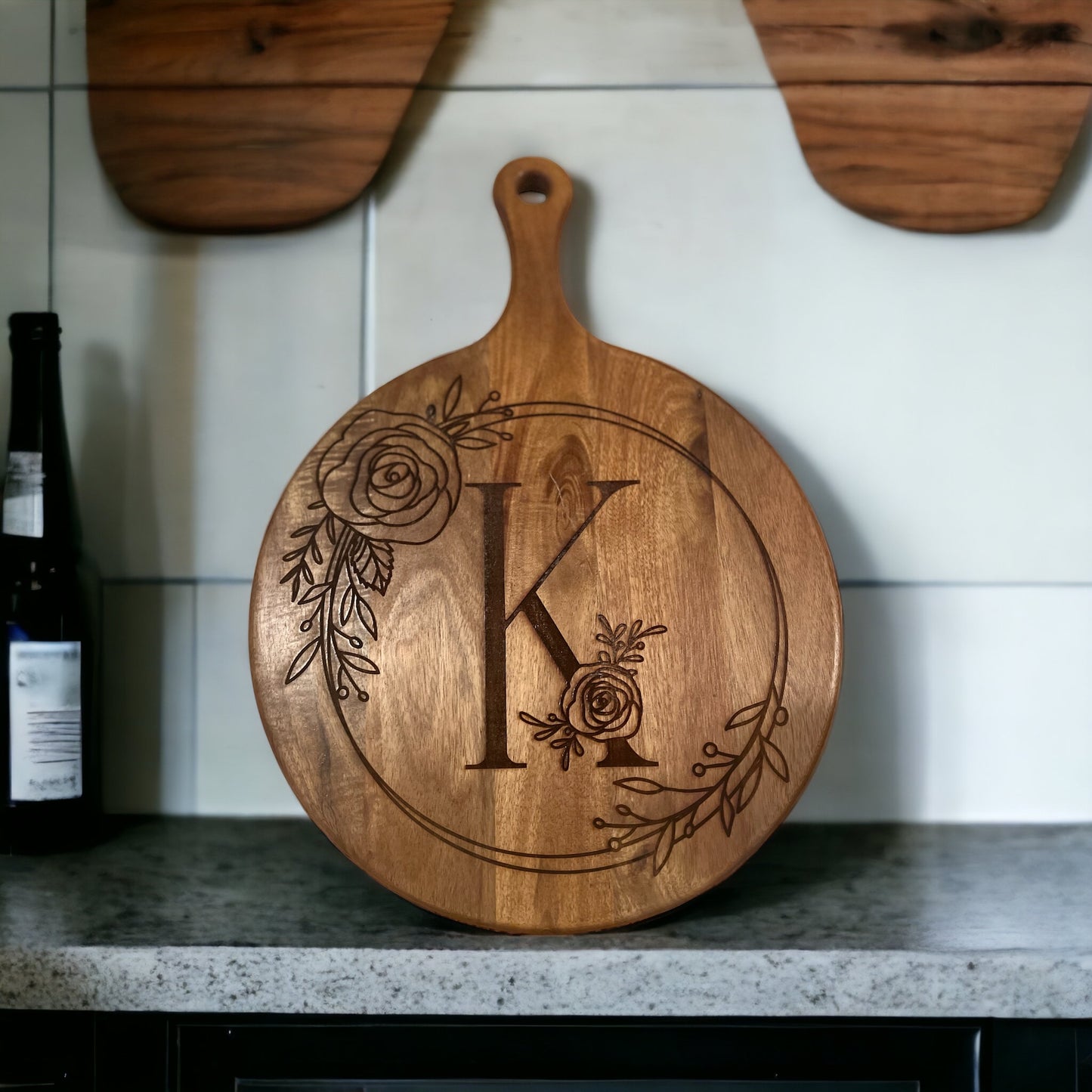 Acacia Wood Personalized Cutting-charcuterie Board ROUND