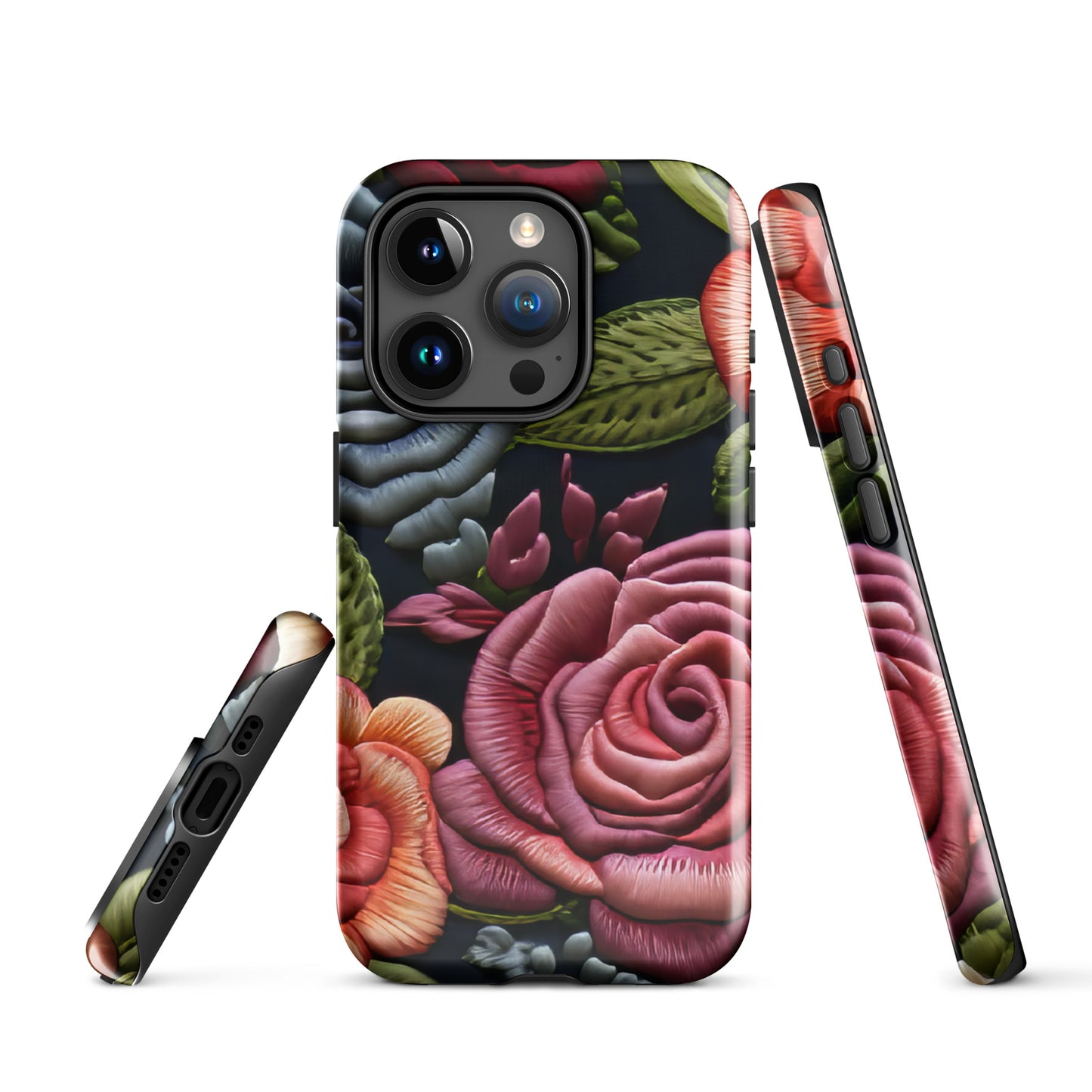 Tough Case for iPhone® Faux Rose Embroidery