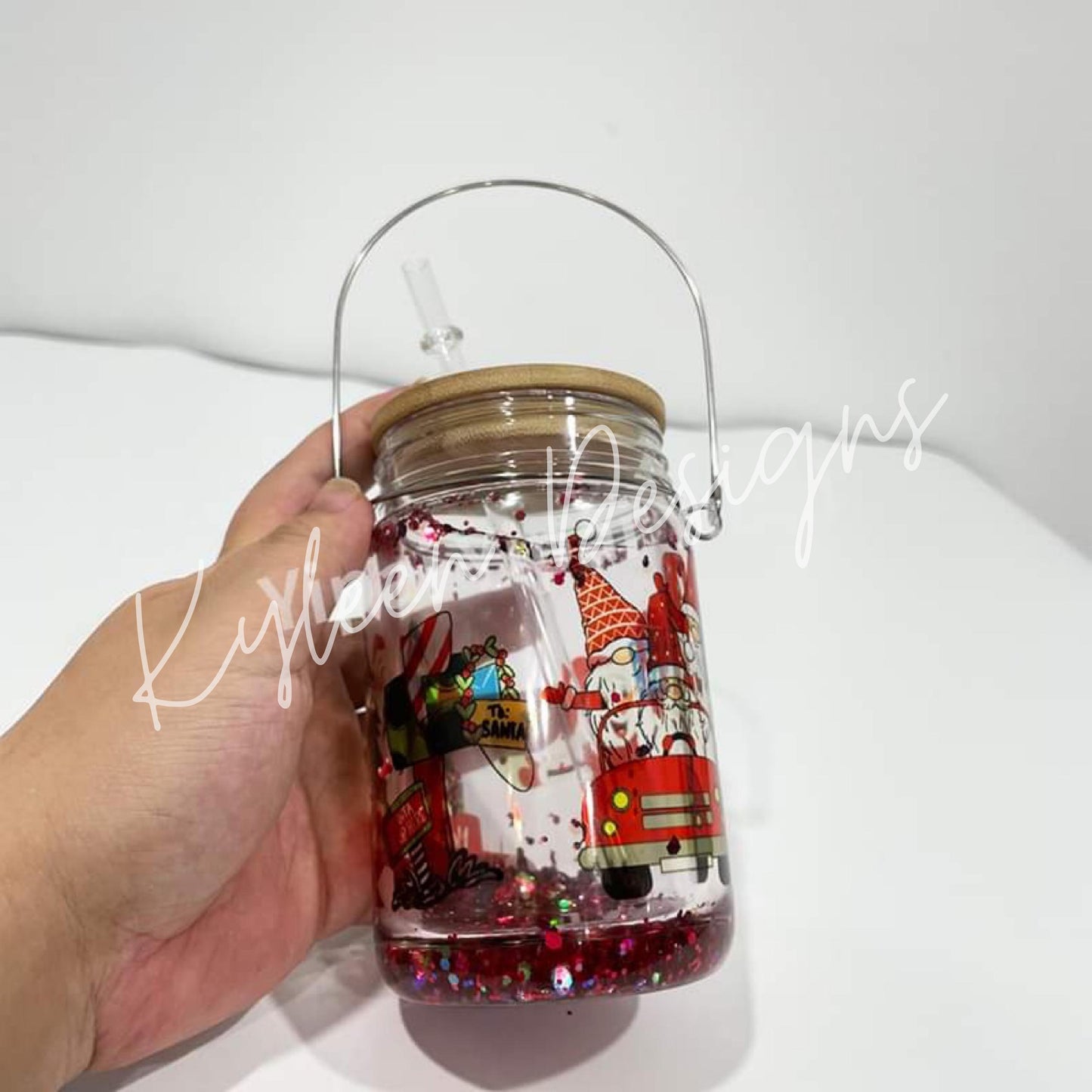 PRE-ORDER Clear 16 ounce snow globe sublimation lantern- tumbler