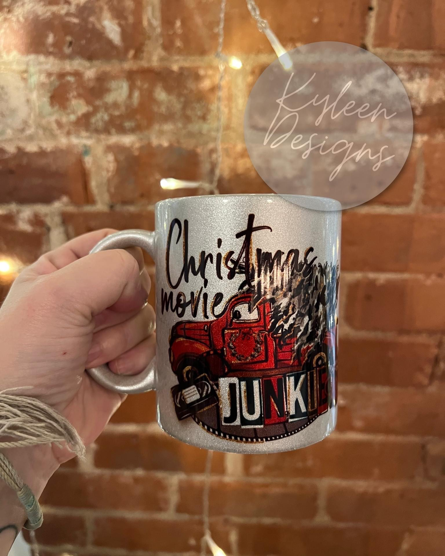 Christmas Movie Junkie Silver Metallic Ceramic Mug