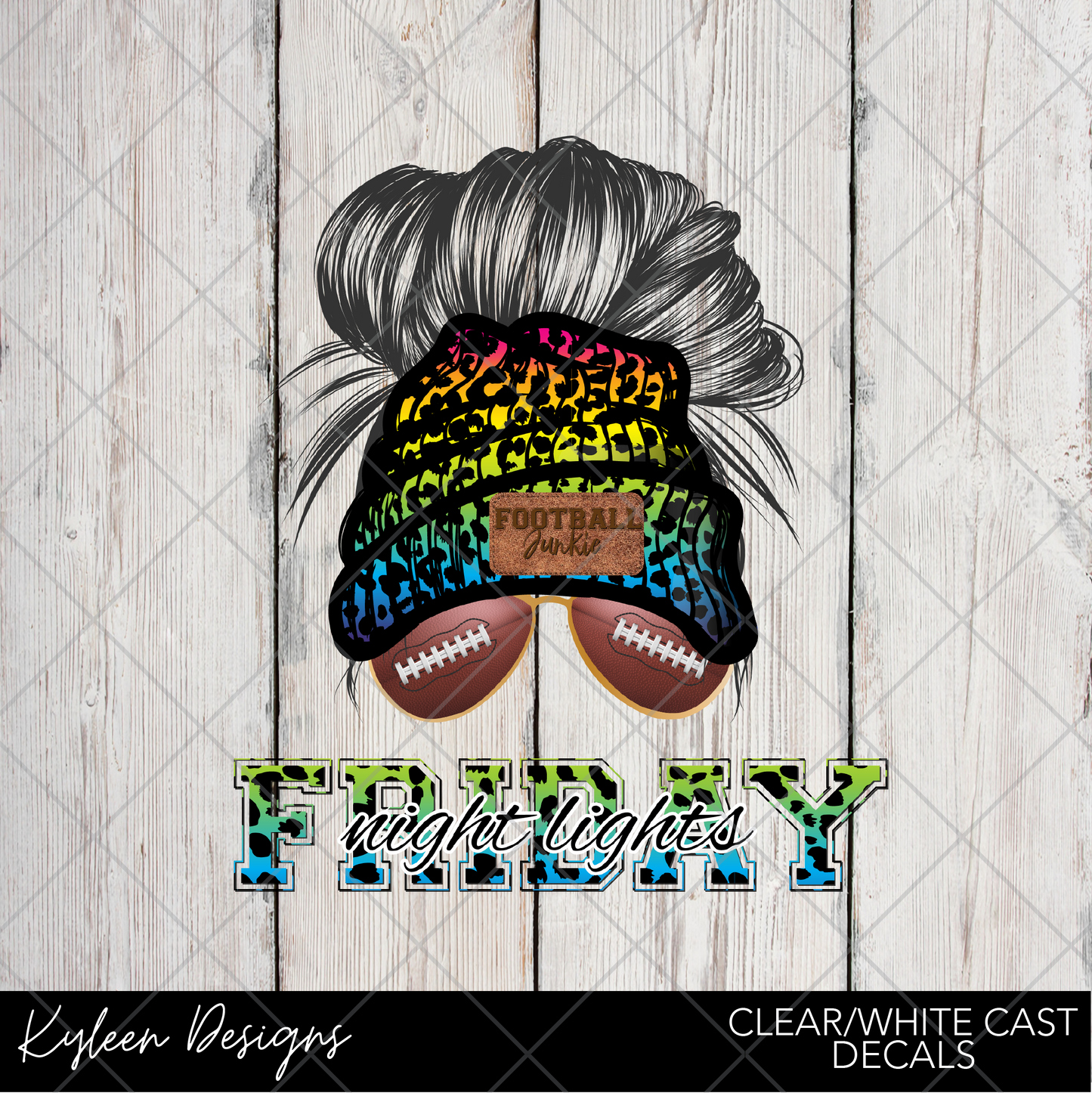 DreamCast™ Clear or White Cast Vinyl-Bright Leopard Messy Bun