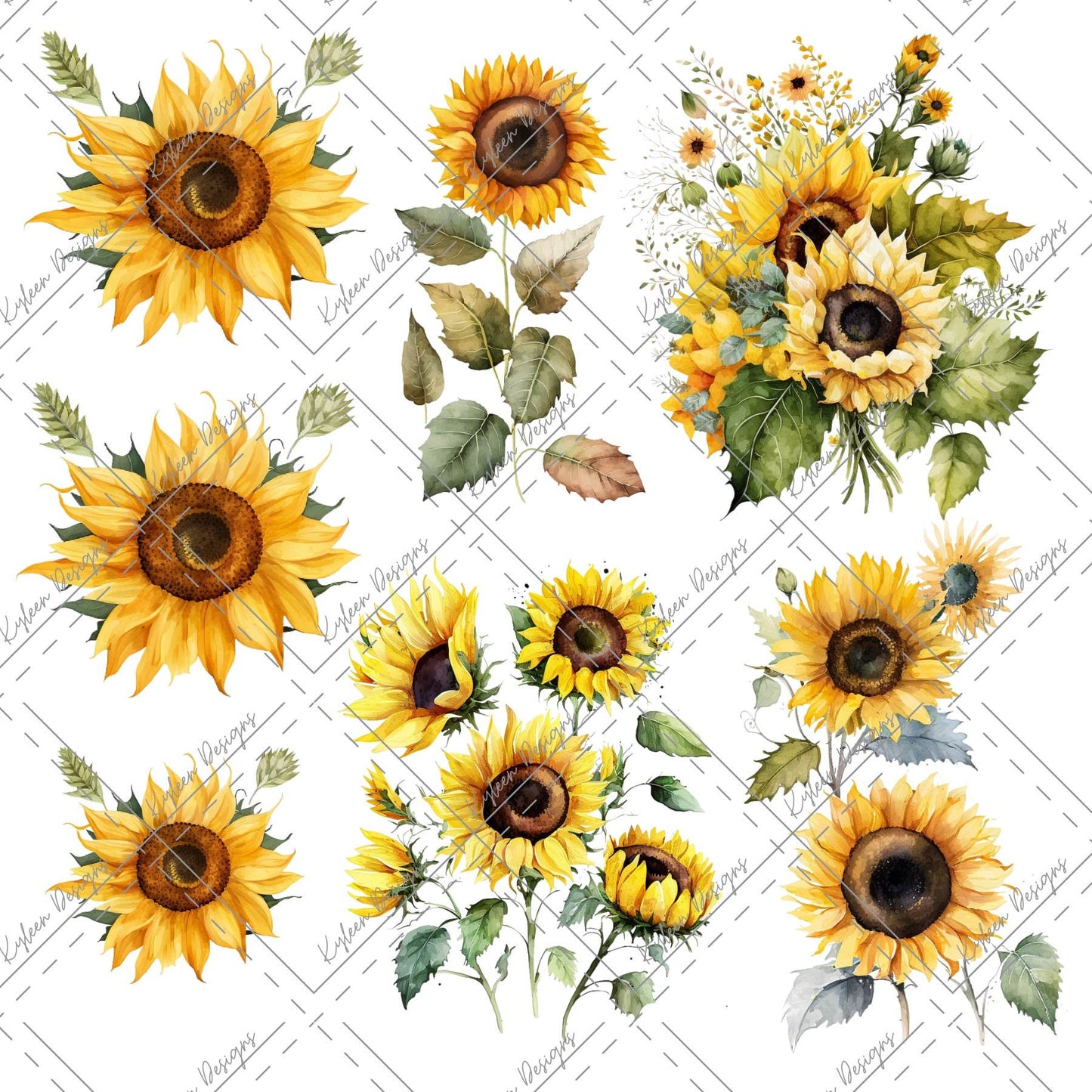 Cast Vinyl Element Sheets- Choose from White or Transparent Vinyl- Sunflowers