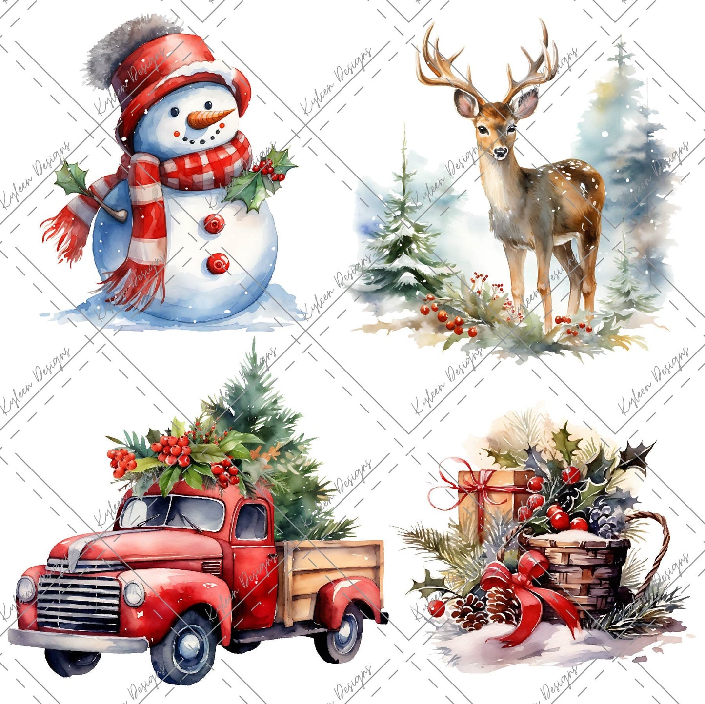 Cast Vinyl Element Sheets- Choose from White or Transparent Vinyl- Traditional Christmas
