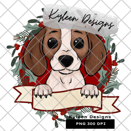 Beagle Christmas Dog for sublimation, waterslide, DTF, DTG, screen print etc High res PNG digital file 300dpi