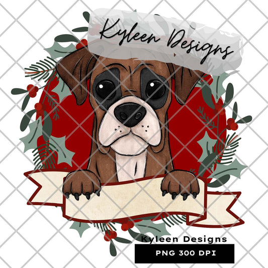 Boxer Christmas Dog for sublimation, waterslide, DTF, DTG, screen print etc High res PNG digital file 300dpi