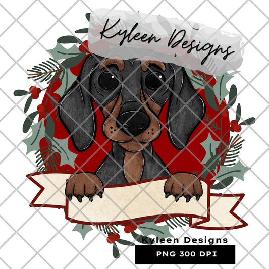 Dachshund dog Christmas Dog for sublimation, waterslide, DTF, DTG, screen print etc High res PNG digital file 300dpi