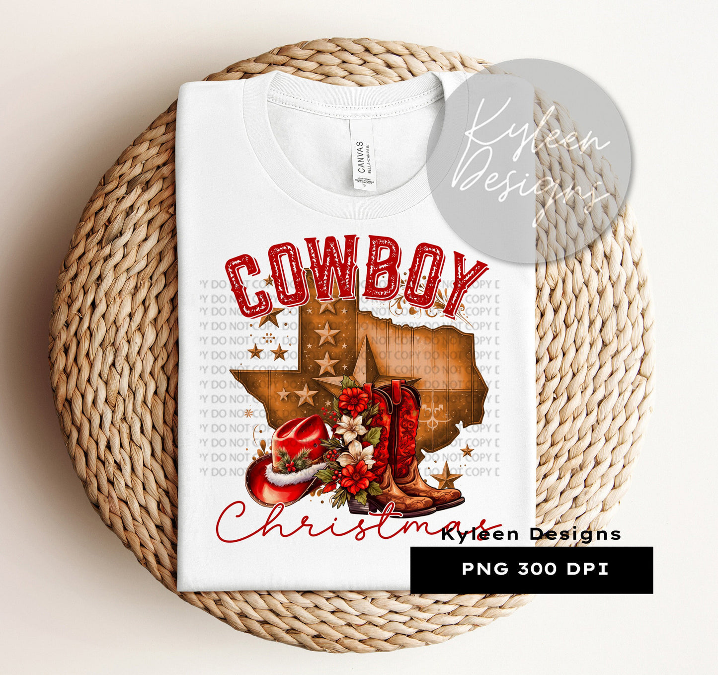 Cowboy Christmas High res 300 dpi PNG digital file for sublimation, DTF, DTG, printable vinyl etc