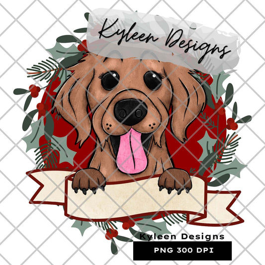 Golden Retriever dog Christmas Dog for sublimation, waterslide, DTF, DTG, screen print etc High res PNG digital file 300dpi