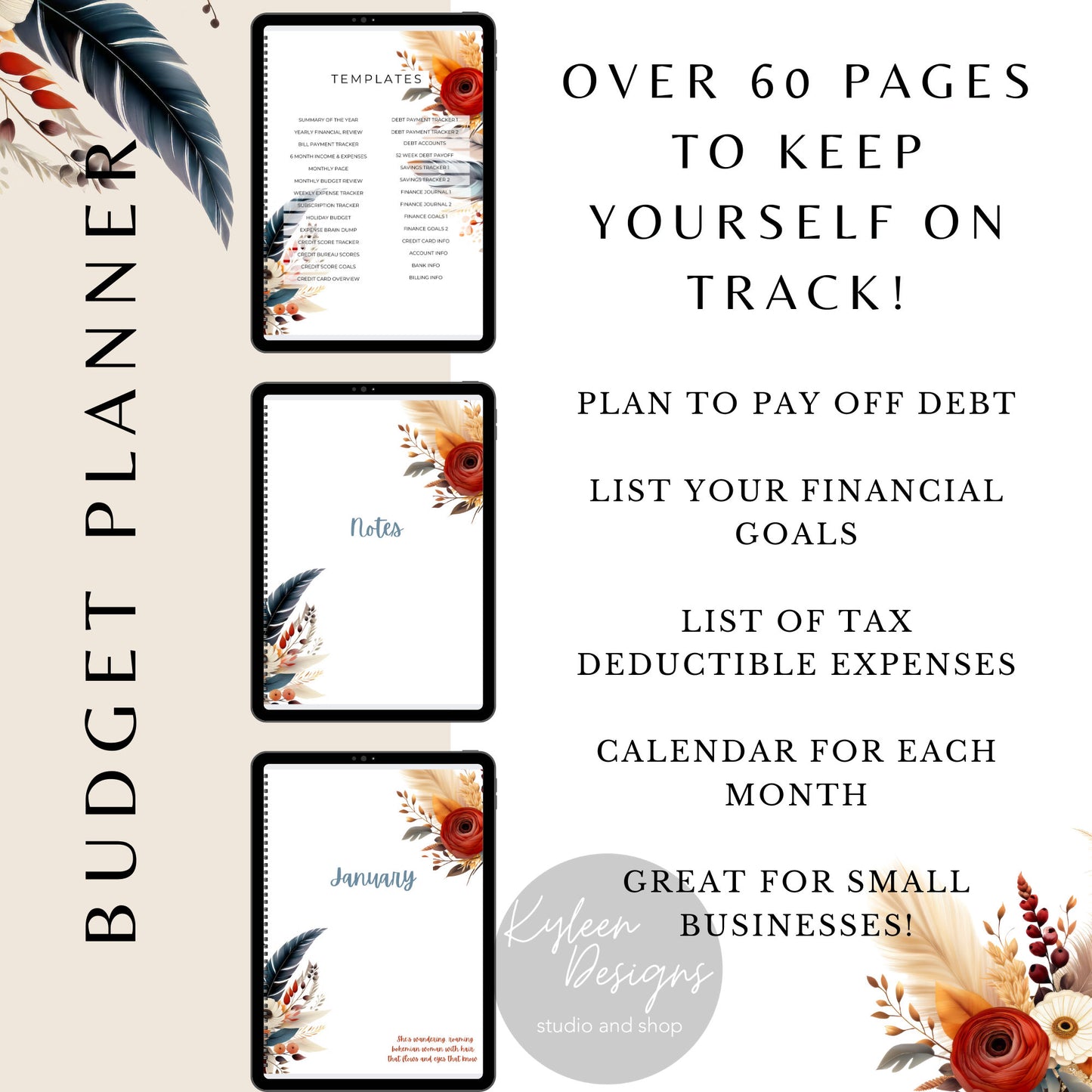 Boho Budget Planner, PDF download, edit in goodnotes, over 60 pages!  This is a DIGITAL ITEM!   Super Easy!  Exclusive Design