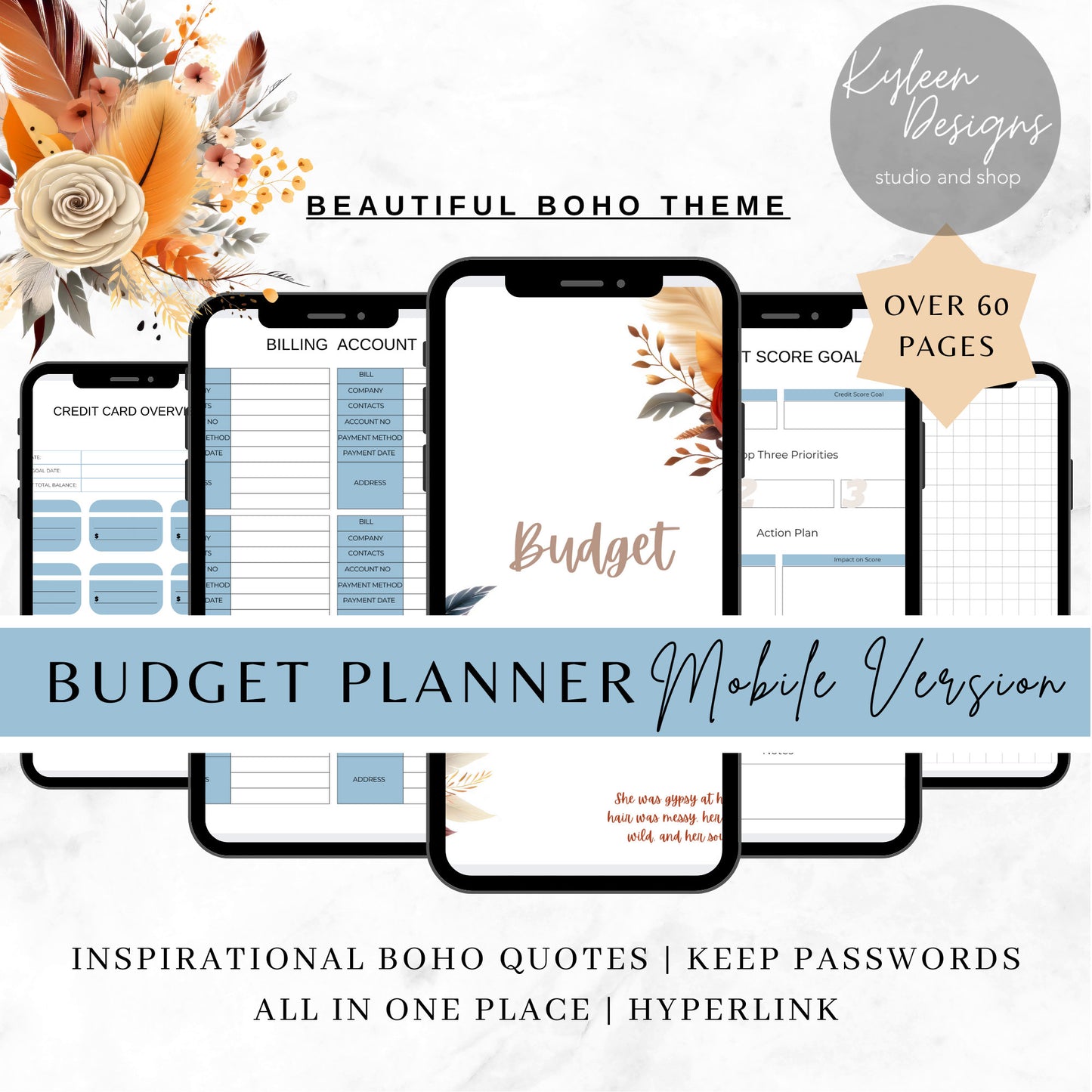 Boho Budget Planner, PDF download, edit in goodnotes, over 60 pages!  This is a DIGITAL ITEM!   Super Easy!  Exclusive Design