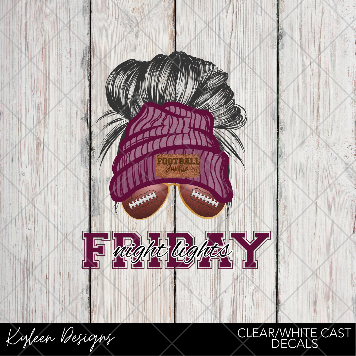 DreamCast™ Clear or White Cast- Friday Night lights messy bun Maroon