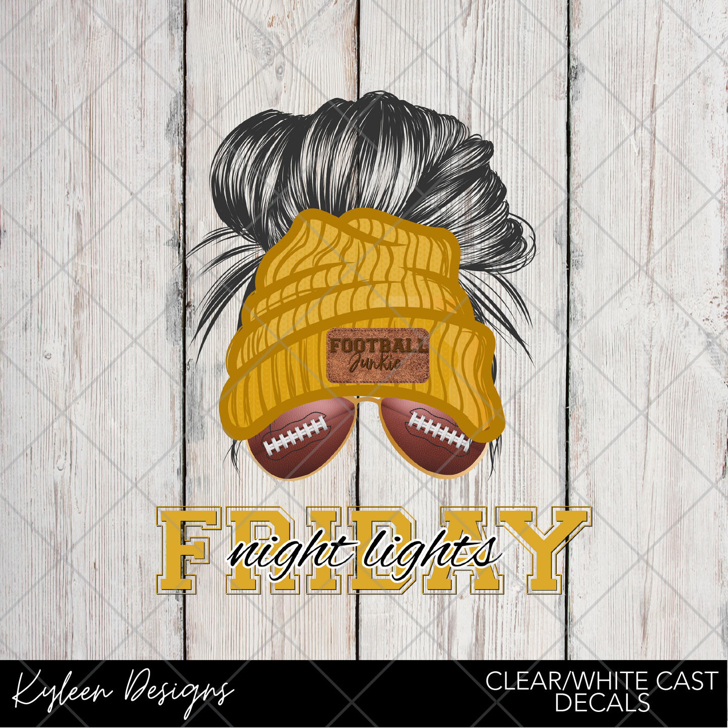 DreamCast™ Clear or White Cast Vinyl-Friday Night lights messy bun MUSTARD