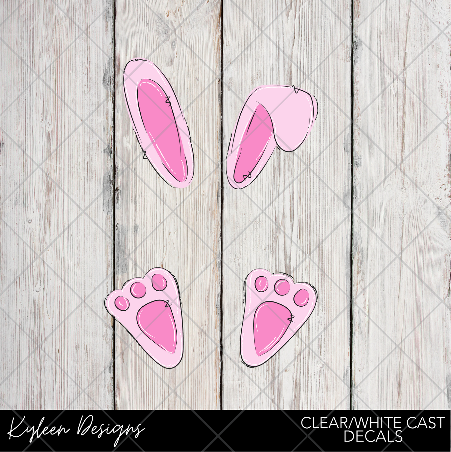 DreamCast™ Clear or White Cast Vinyl-Candle Co- Pink Bunny Ears