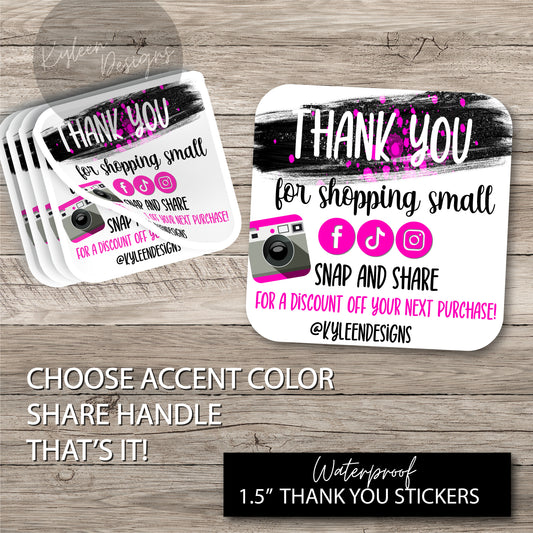 White Cast Vinyl Sticker- Thank you Personalized