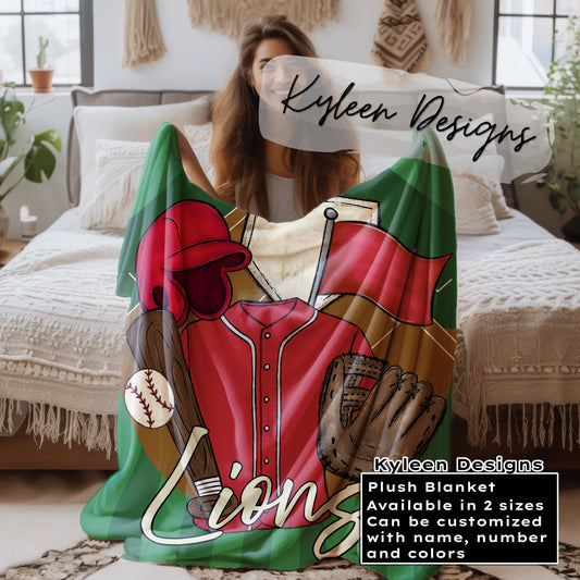 Personalized Minky Fleece Blanket- Baseball