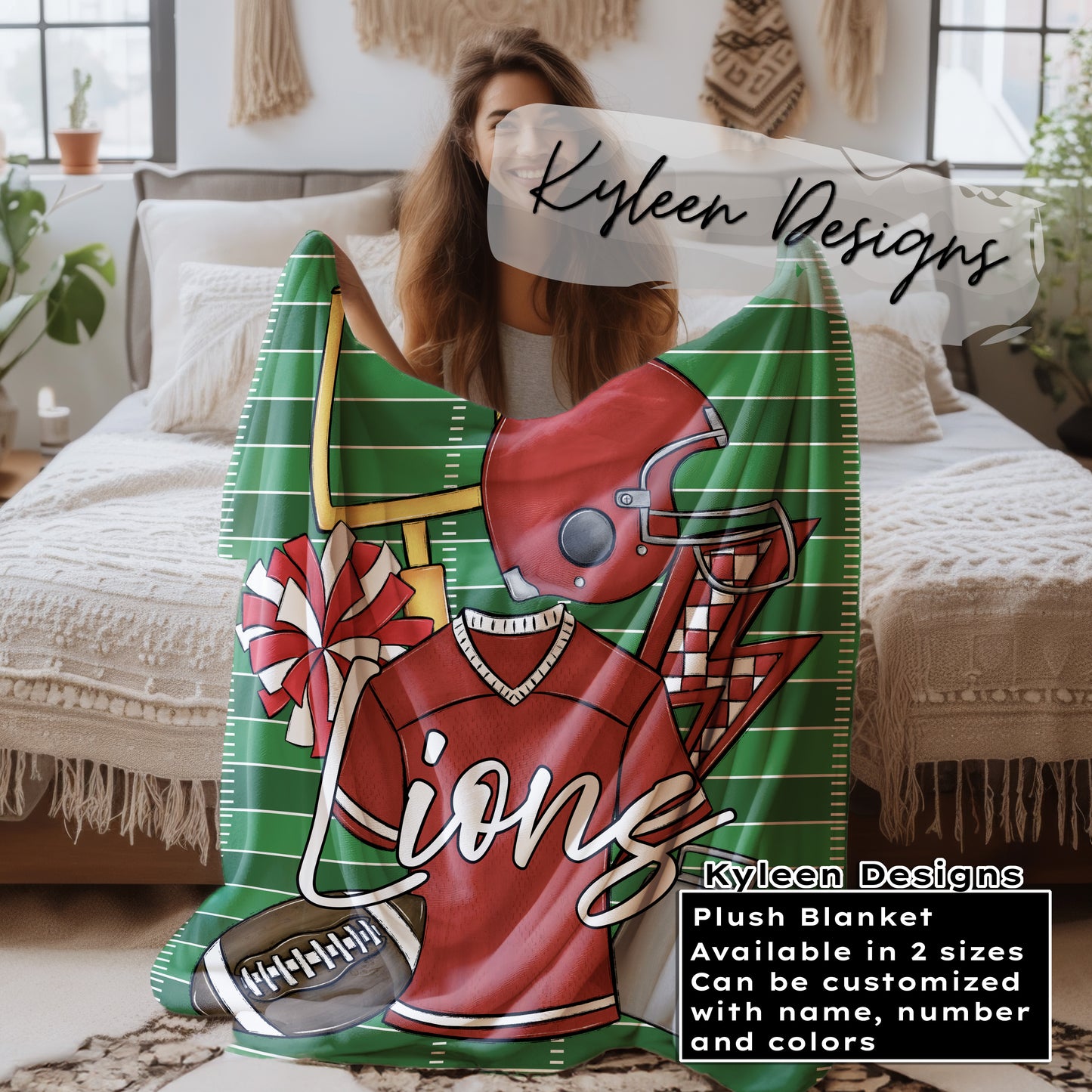 Personalized Minky Fleece Blanket- Football