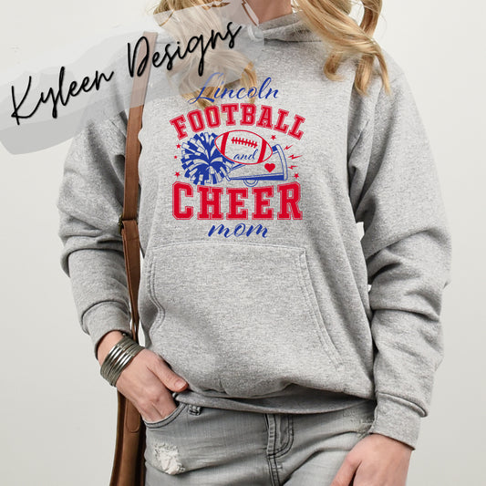 Lincoln Lions Football and Cheer Mom Sweatshirt- Hoodie