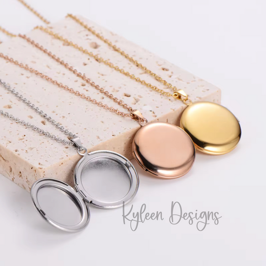 Engraved Round Locket Necklace