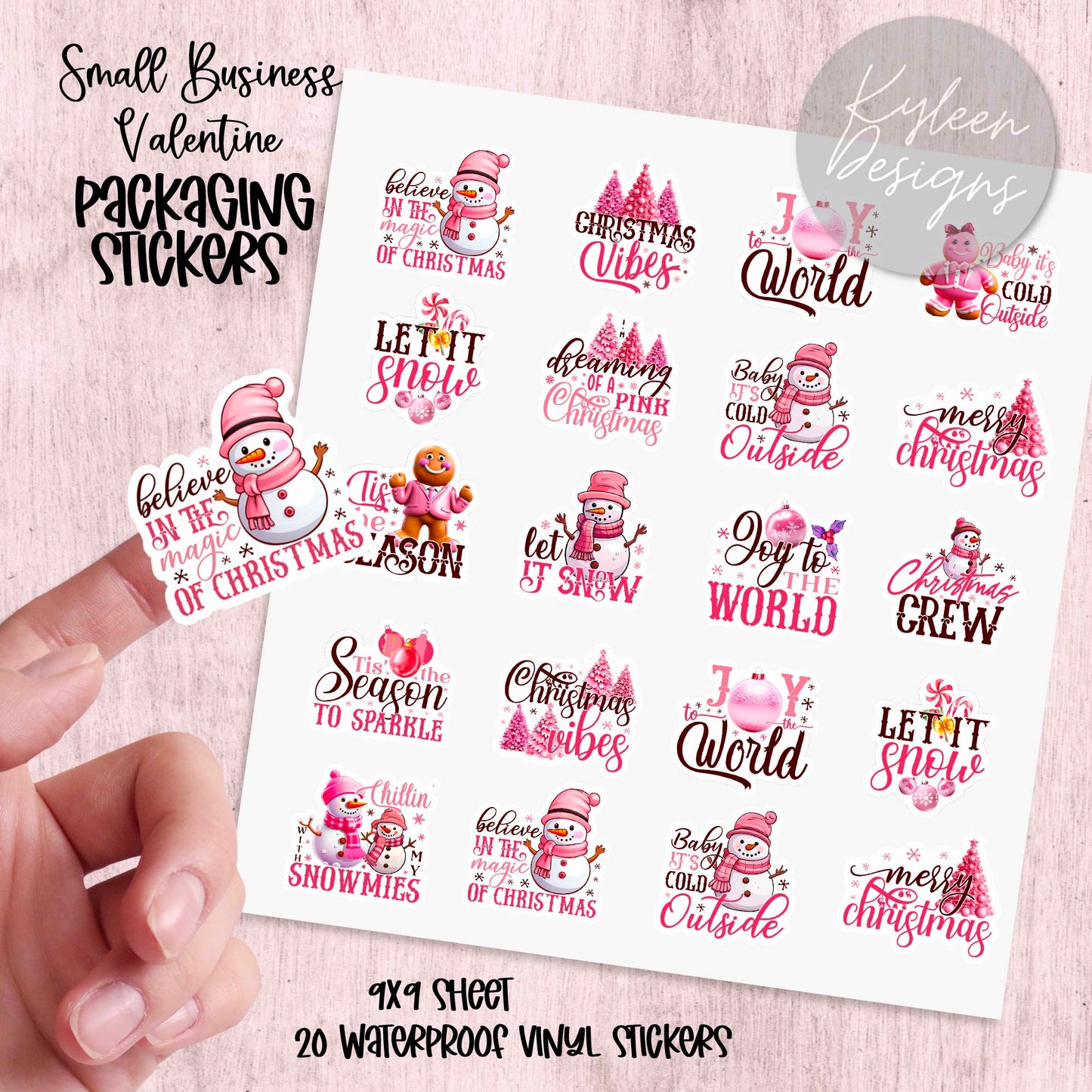 Pink Christmas Sticker Sheet