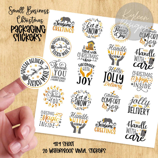 Gold Christmas Small Business Packaging Stickers