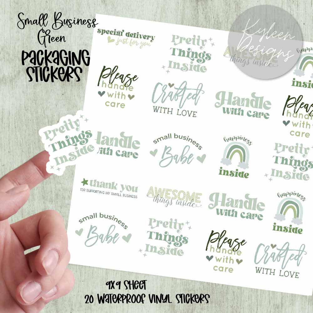 Green Small Business Packaging Stickers