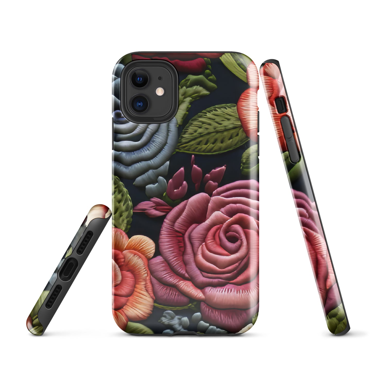 Tough Case for iPhone® Faux Rose Embroidery