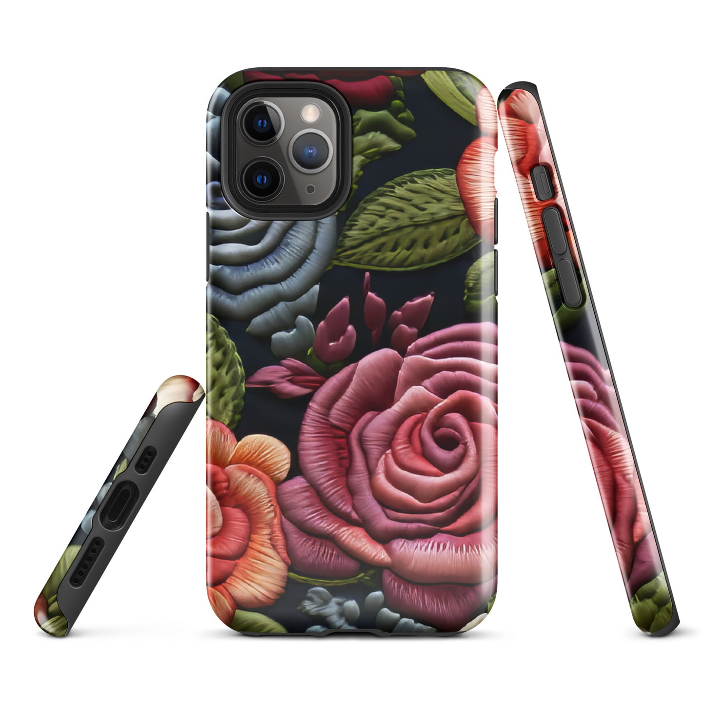 Tough Case for iPhone® Faux Rose Embroidery