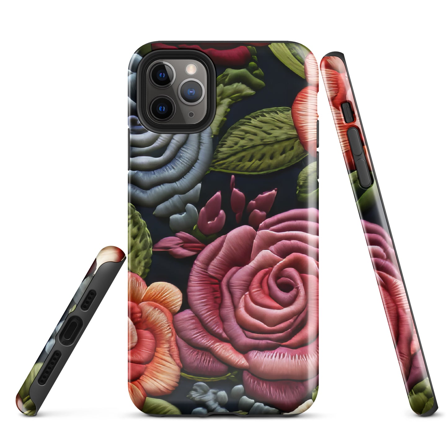 Tough Case for iPhone® Faux Rose Embroidery