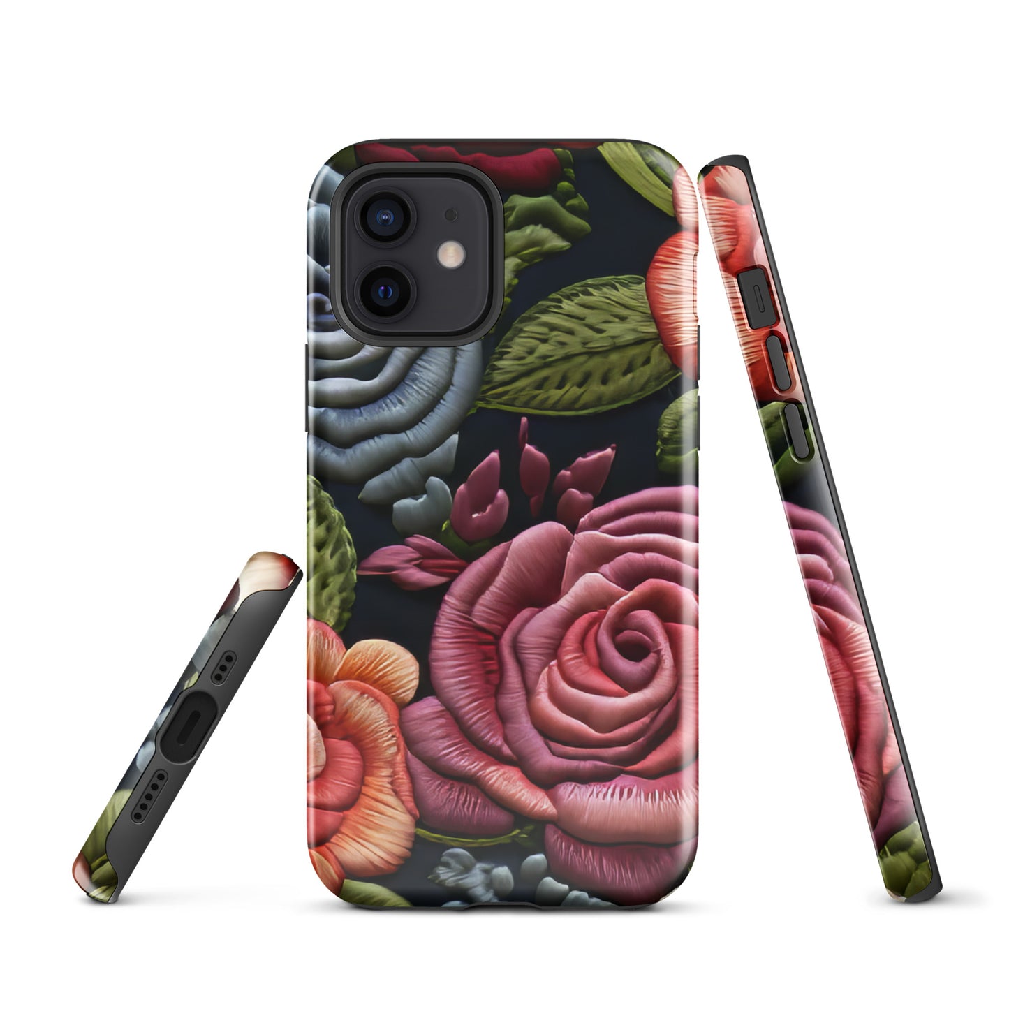 Tough Case for iPhone® Faux Rose Embroidery
