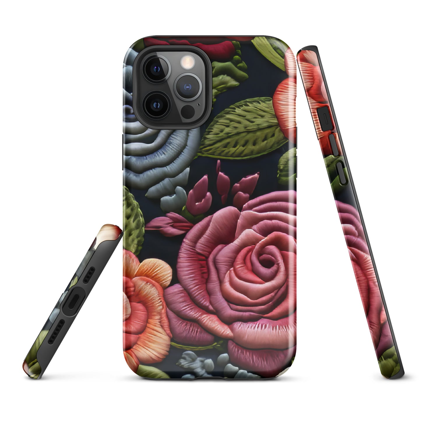Tough Case for iPhone® Faux Rose Embroidery