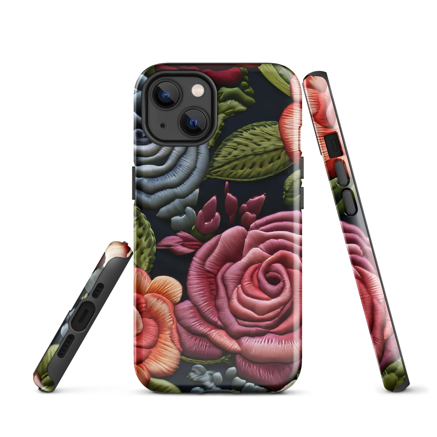 Tough Case for iPhone® Faux Rose Embroidery