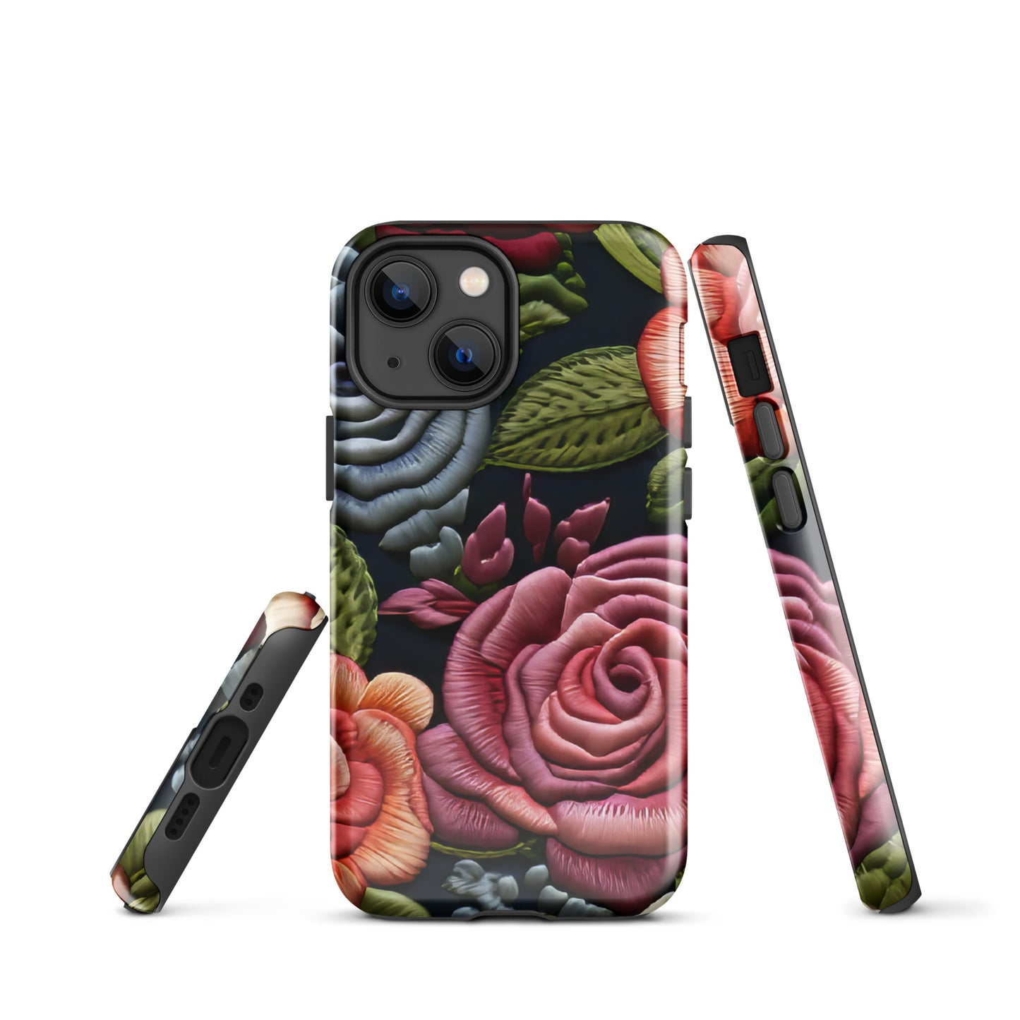 Tough Case for iPhone® Faux Rose Embroidery
