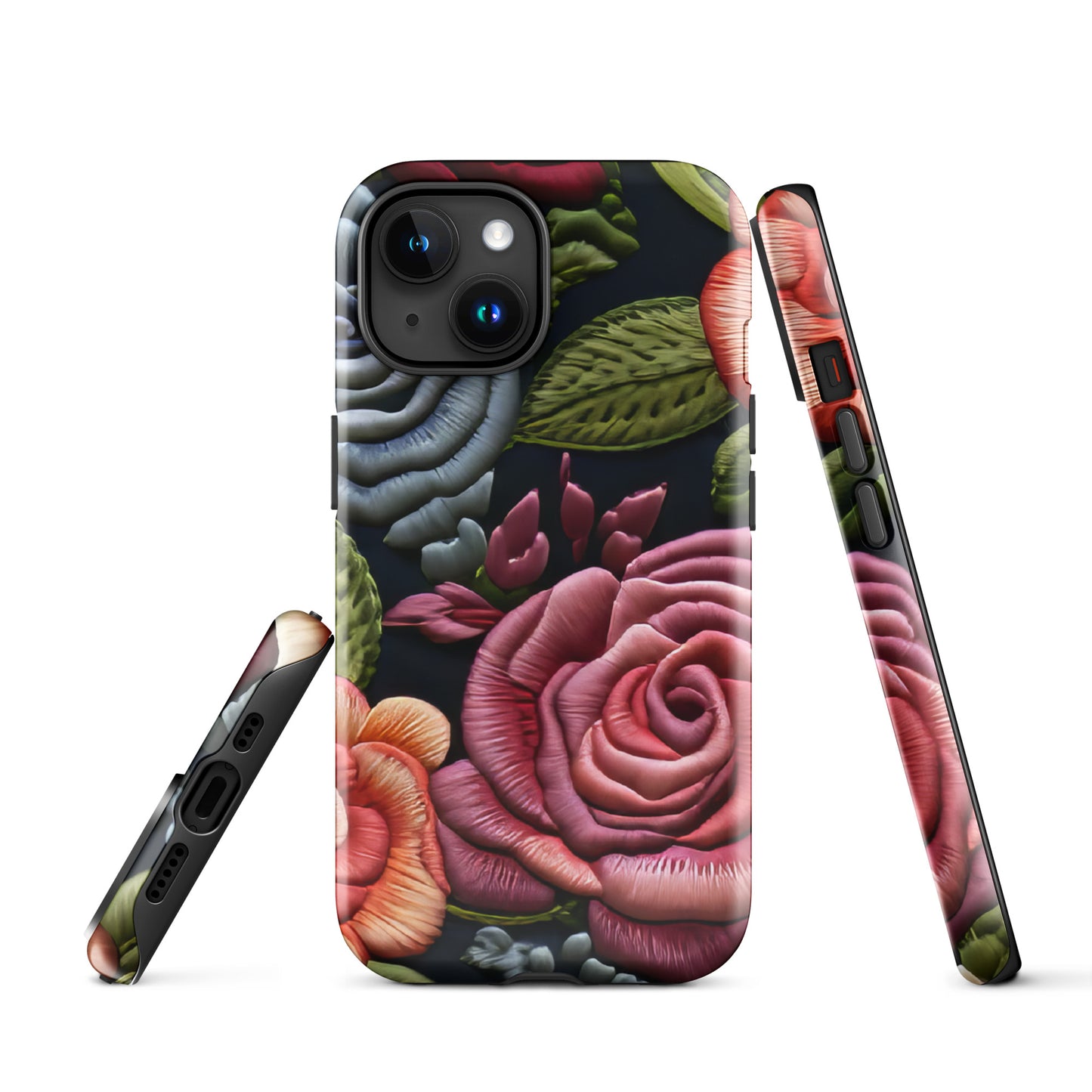 Tough Case for iPhone® Faux Rose Embroidery