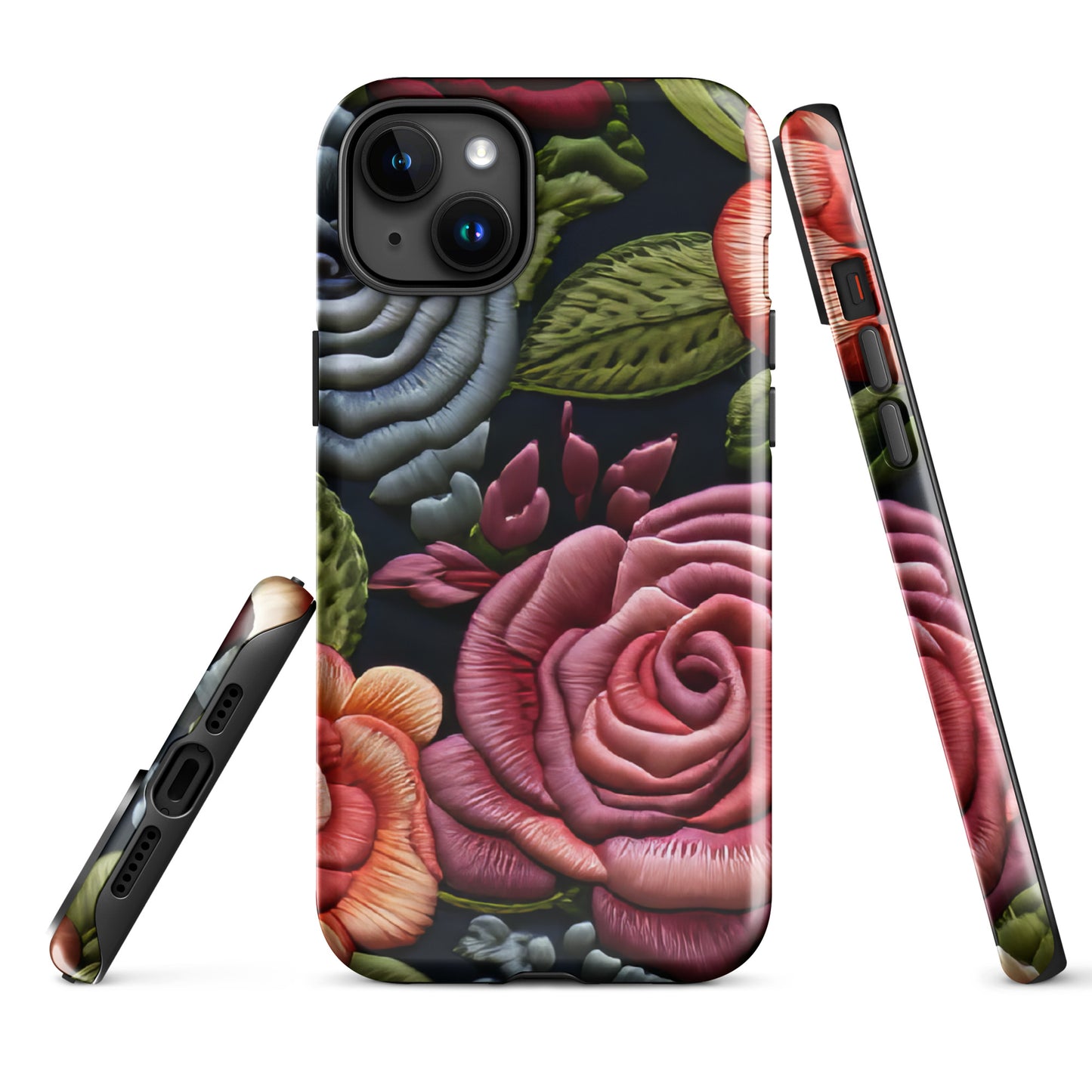 Tough Case for iPhone® Faux Rose Embroidery