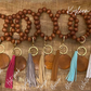 Engraved Wood Disc Bracelet- Keychain