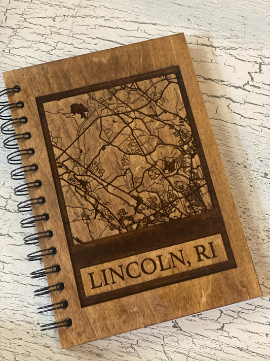 Distressed Wood Laser Cut Map Notebook