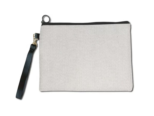 Canvas Faux Linen Zippered Wristlet