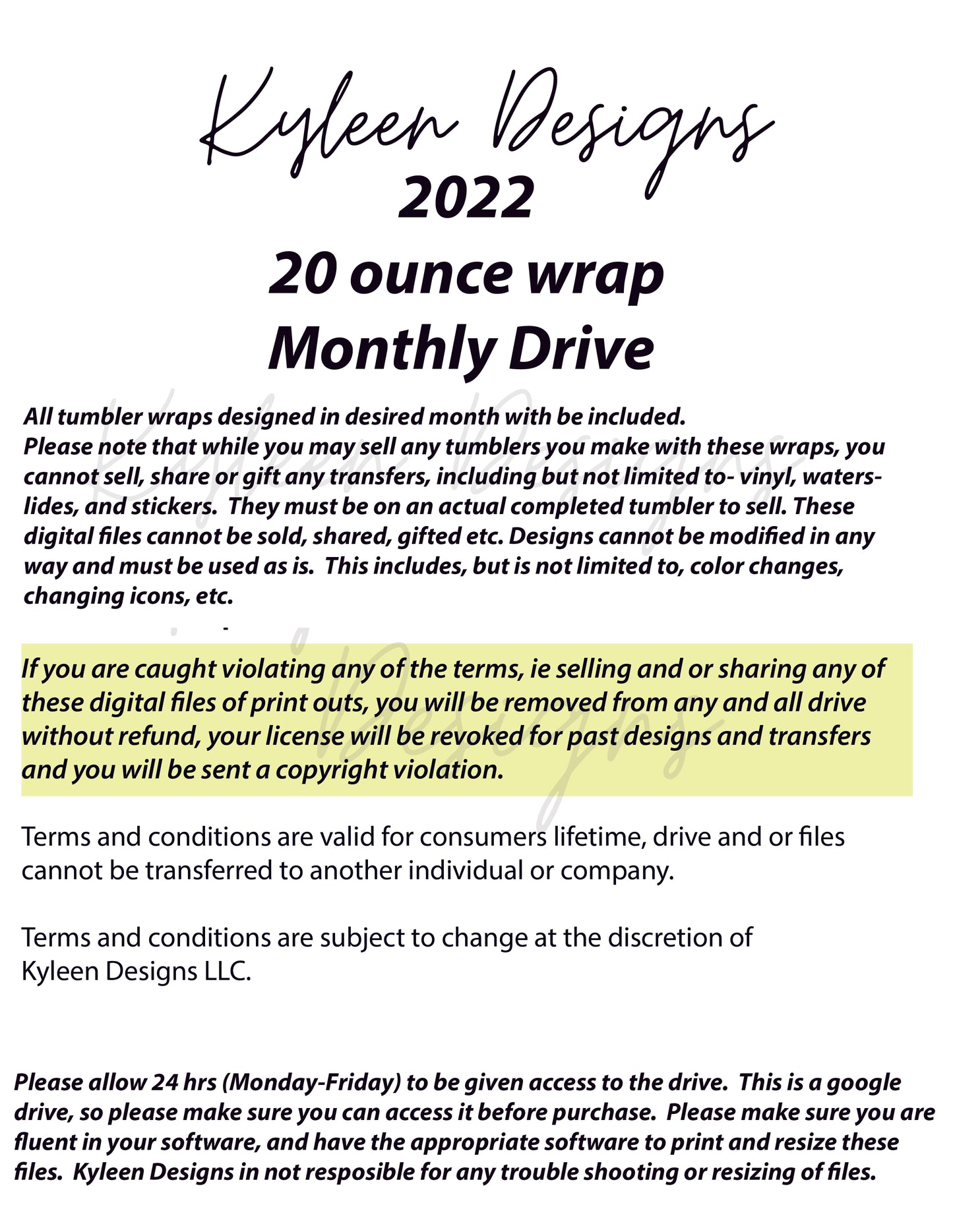 2022 MONTHLY TUMBLER WRAP DRIVE- March