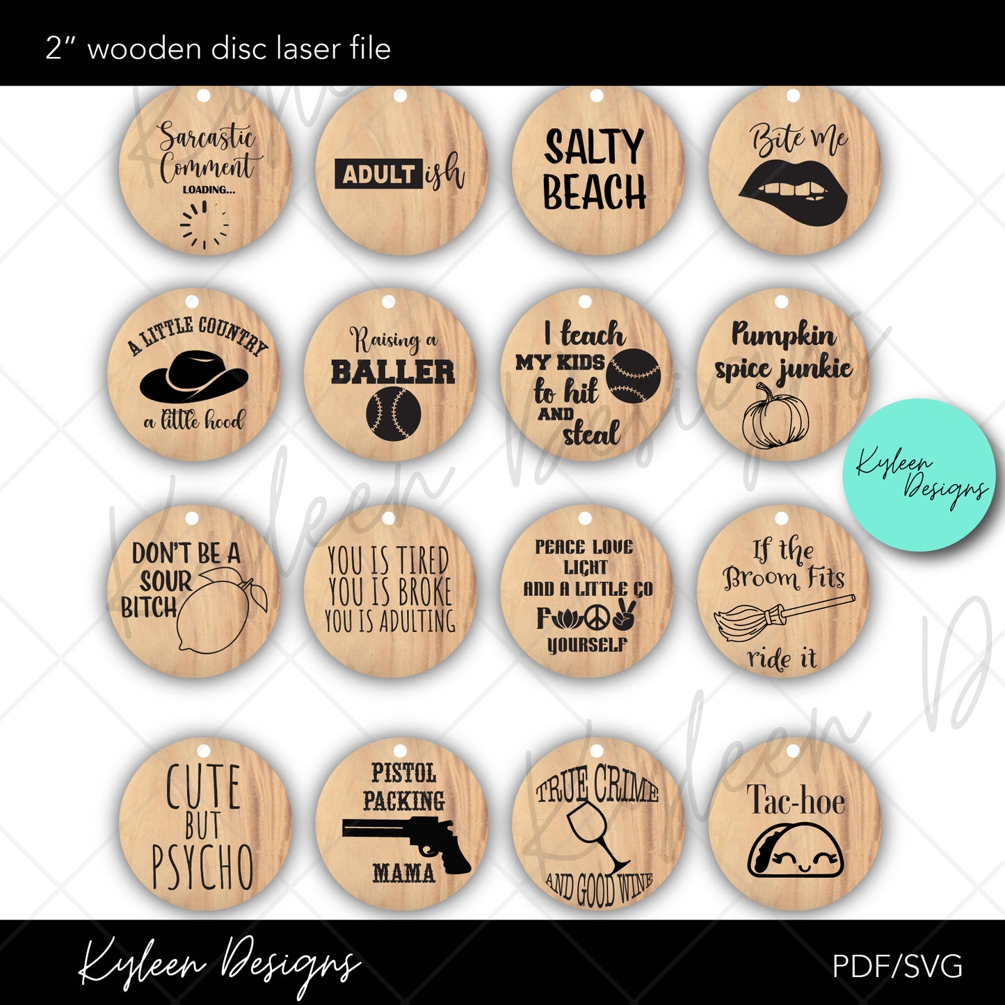 Engraved Wood Disc Bracelet- Keychain