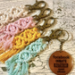 Macrame Engraved Wood Disc Keychain