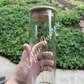 Clear 12 or 20 Ounce Glass Sublimation SNOW GLOBE tumbler with bamboo top