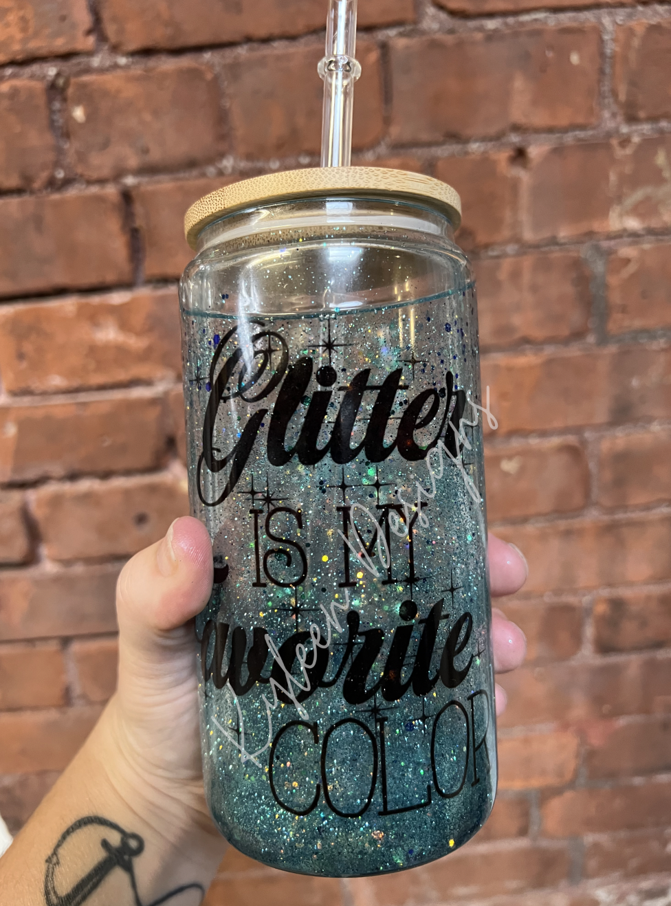 Clear 12 or 20 Ounce Glass Sublimation SNOW GLOBE tumbler with bamboo top
