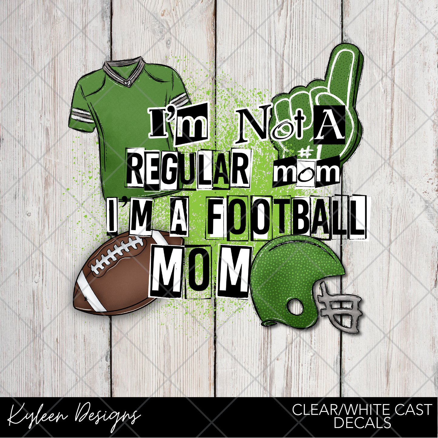 DreamCast™ Clear or White Cast Vinyl-Football Mom green