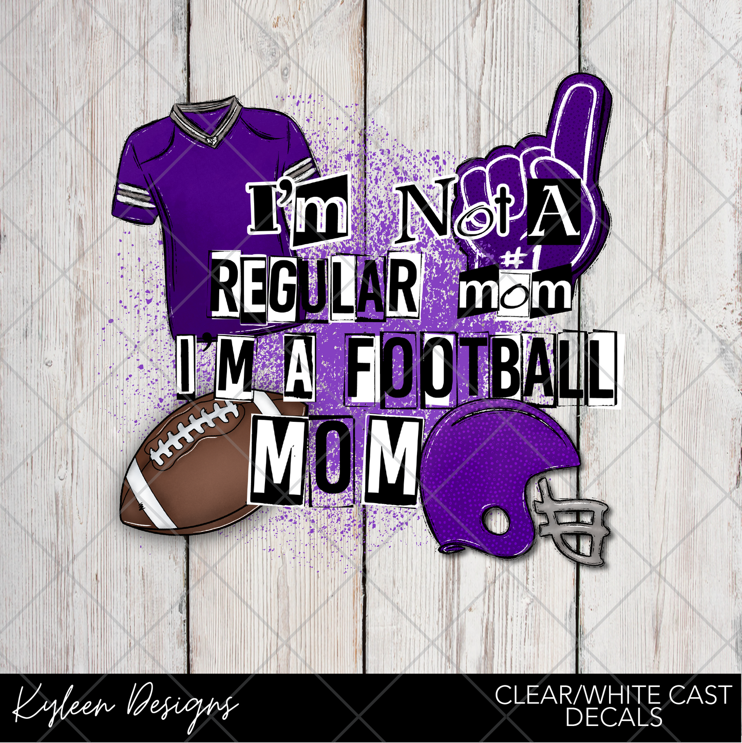 DreamCast™ Clear or White Cast Vinyl-Football Mom purple